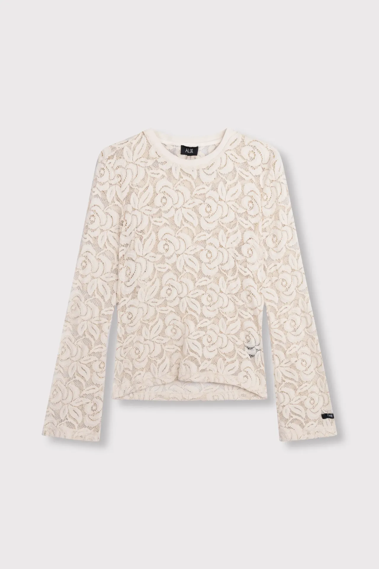 Ladies wolven lace top cream