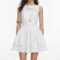 White Cotton Embroidered Mini Dress (UK08)