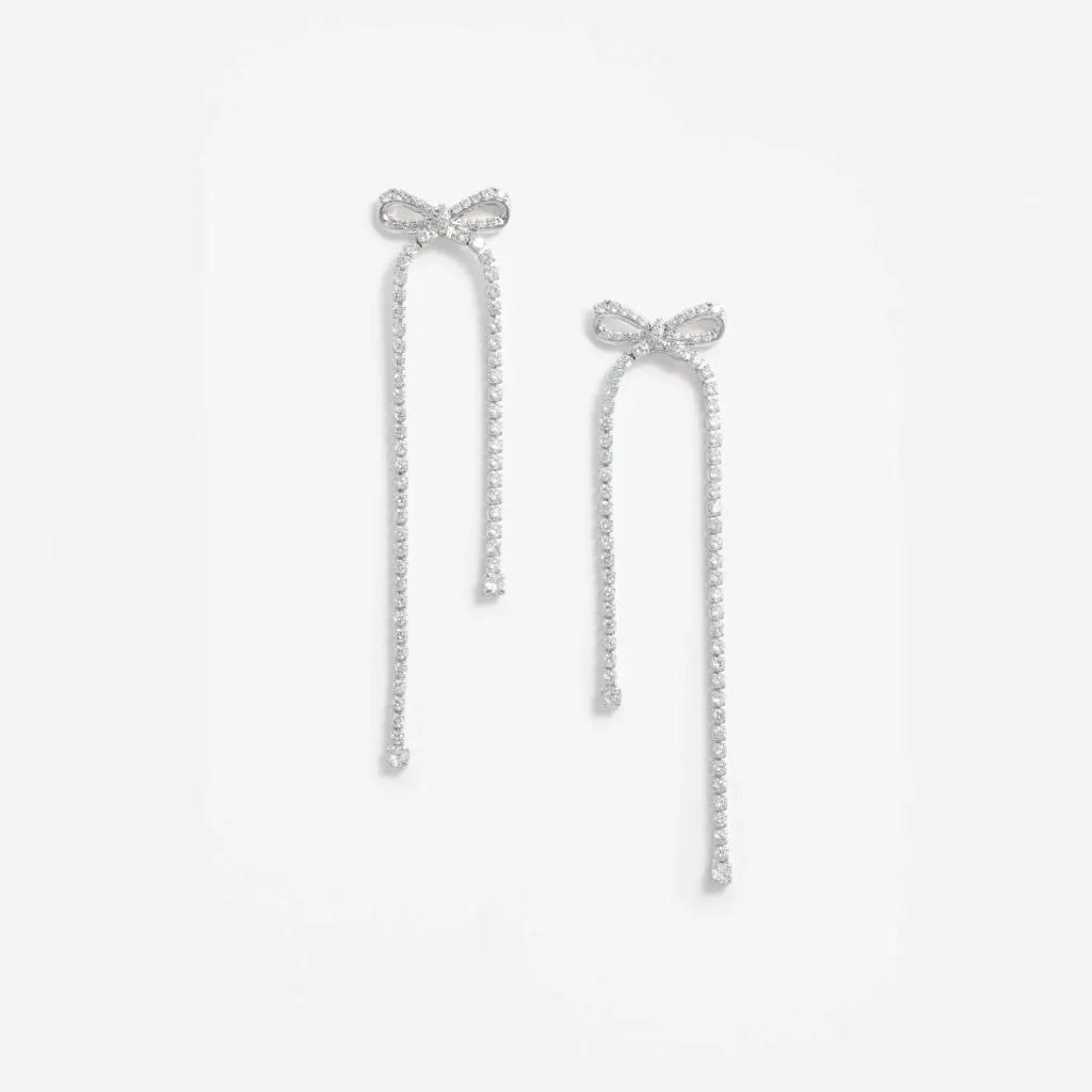 CRYSTAL BOW DANGLE EARRING