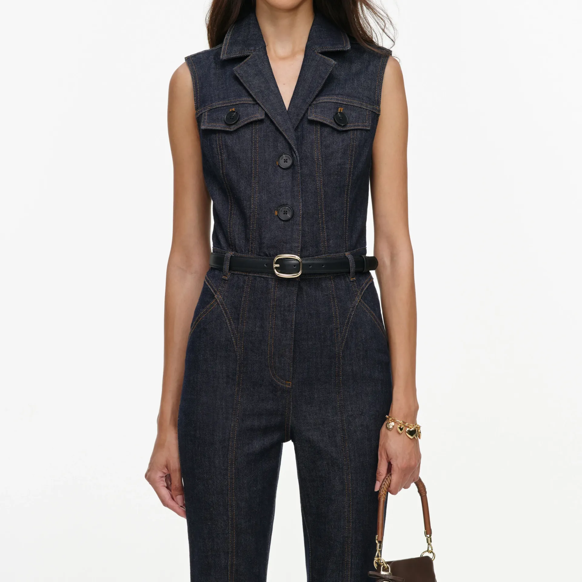 INDIGO BELTED DENIM JUMPSUIT