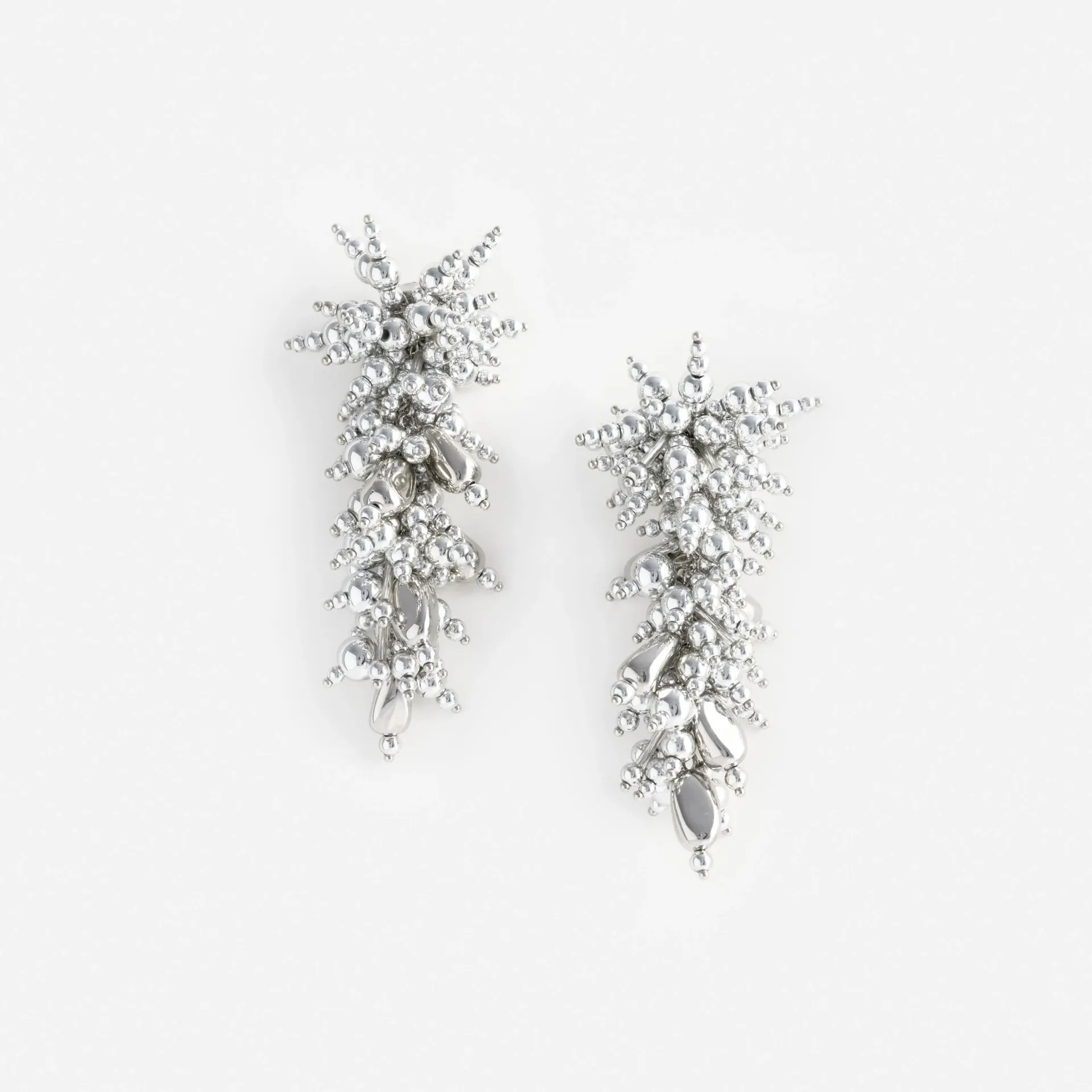 SILVER BEADED DANGLE EARRING